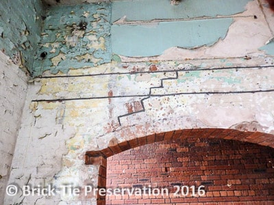 This failing arch in a Victorian Leeds mill (circa 1894). Saved using Helifix Helibars and CemTies. Now awaiting cleaning and decoration