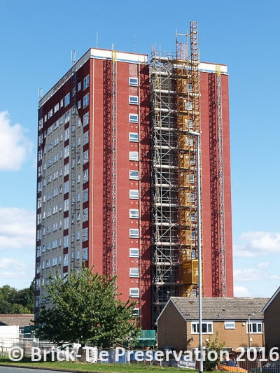 Sherburn Court in Leeds – 7000 Helifix remedial wall ties installed tested and guaranteed. Works to enable follow-on application of External wall insulation.