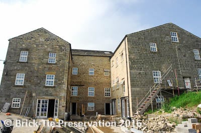 This mill in Yorkshire received Lime pointing, Helifix Helibars and Cintec structural repairs as part of the masonry repair package… oh, and we treated the woodworm infestation and waterproofed the basement too!