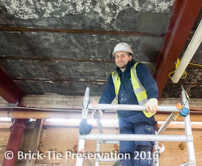 Our Technician Like Dimetrou taking a rest from concrete repairs to the mezzanine soffits.