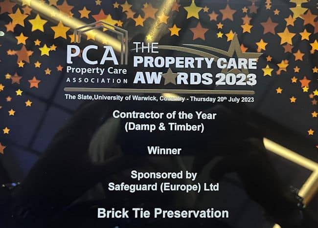 The property Care Association damp proofing award - Contractor of the year